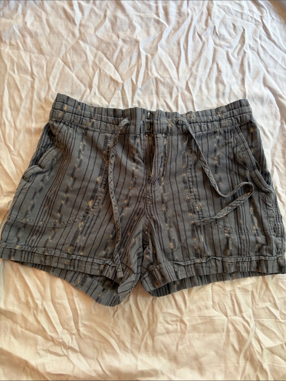 Prana Blue Organic Cotton Patterned Shorts S